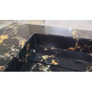 Lavabo encimera de 1 seno en micromarmol, 46cm