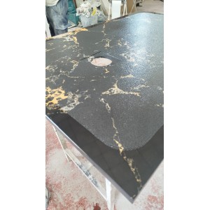 Shower tray in 20mm brushed micromarble.