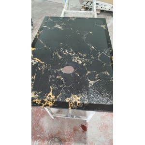 Shower tray in 20mm brushed micromarble.