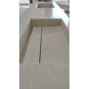 Lavabo encimera de 2 senos en micromarmol, 46cm