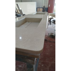 Double-bowl Bathroom Vanity Top With Sink in micromarble, 46 cm