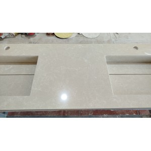 Double-bowl Bathroom Vanity Top With Sink in micromarble, 46 cm