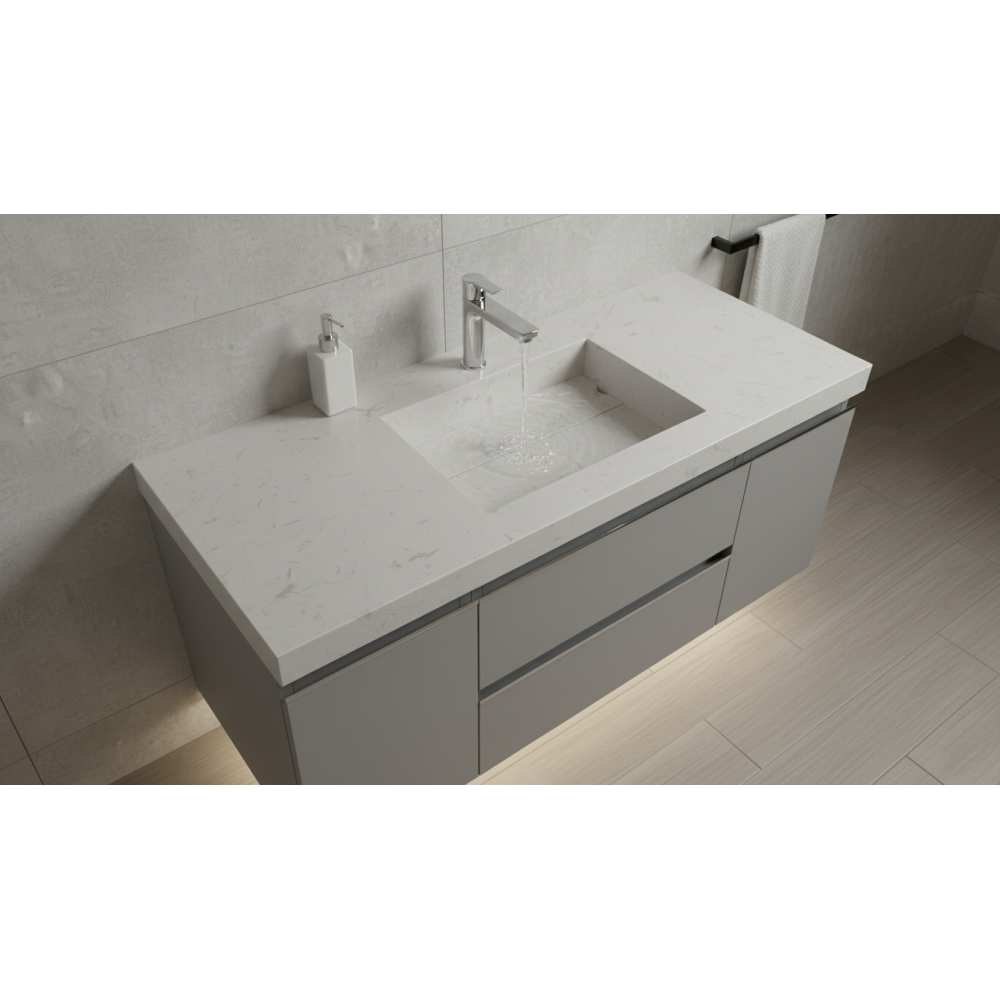 Lavabo encimera de 1 seno en micromarmol, 46cm