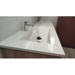 Single-bowl washbasin in double cascade micro-marble for click-clack valve