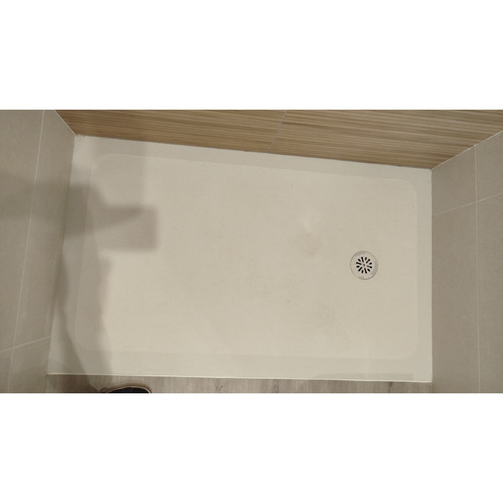 Shower tray in 30mm brushed micromarble.