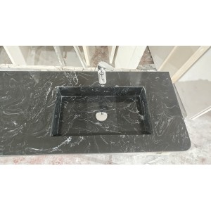 Lavabo encimera de 1 seno en micromarmol, 46cm