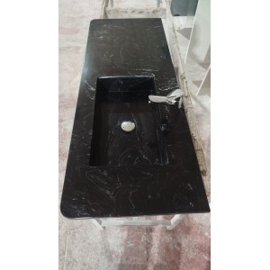 Lavabo encimera de 1 seno en micromarmol, 46cm