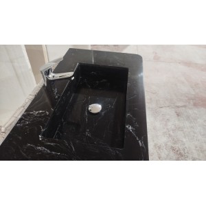 Lavabo encimera de 1 seno en micromarmol, 46cm