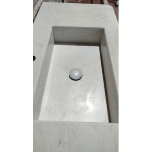 Lavabo encimera de 1 seno en micromarmol, 46cm