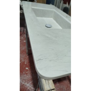 Lavabo encimera de 1 seno en micromarmol, 46cm