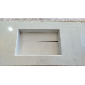 Lavabo encimera de 1 seno en micromarmol, 46cm