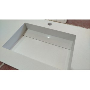 Lavabo encimera de 1 seno en micromarmol, 46cm